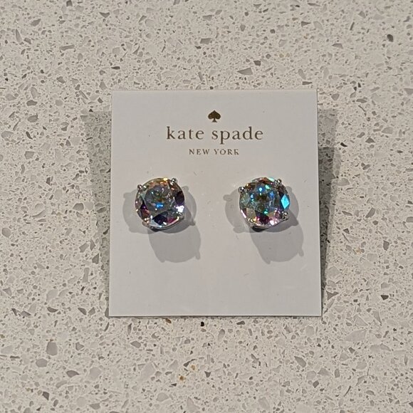 NWT! Kate Spade Large Gumdrop Stud Earrings AB/Silver - Picture 2 of 7